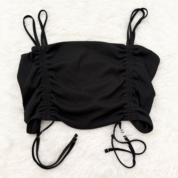 Women Aerie Ruched Camisole Cropped Top in Black Size Extra Large - Picture 1 of 6